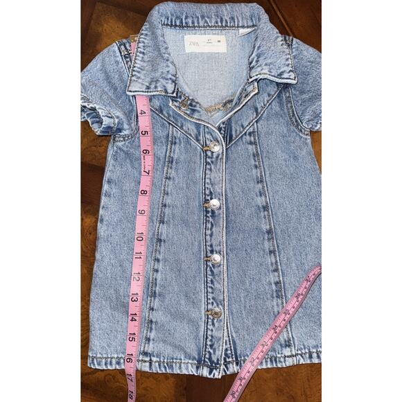 Zara Denim Button Up Dress 18 Month 100% Cotton - Picture 7 of 7